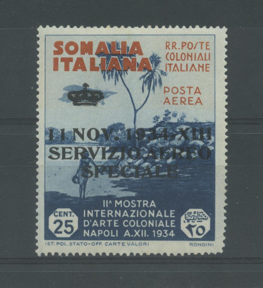 Scansione lotto: COLONIE SOMALIA 1934 SERV. AEREO 25C. 3 ** LUSSO CERT.