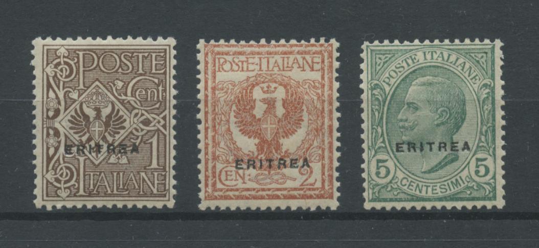 Scansione lotto: COLONIE ERITREA 1924 SOVR. 3V. ** CENTRATO