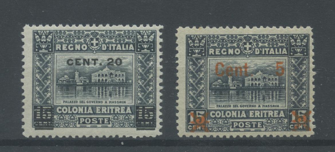 Scansione lotto: COLONIE ERITREA 1924 SOVR. 3V. ** CENTRATO