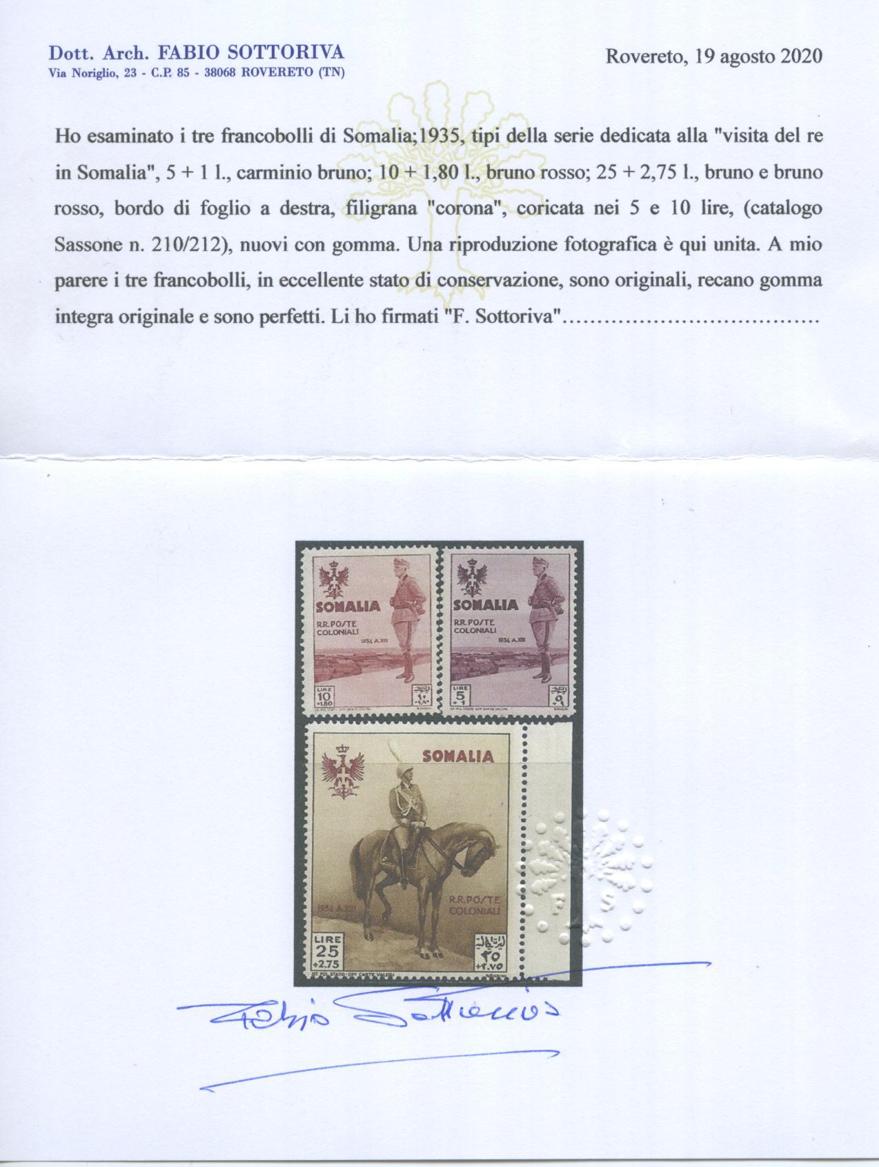 Scansione lotto: COLONIE SOMALIA 1935 RE IN SOMALIA 14V. ** LUSSO CERT.