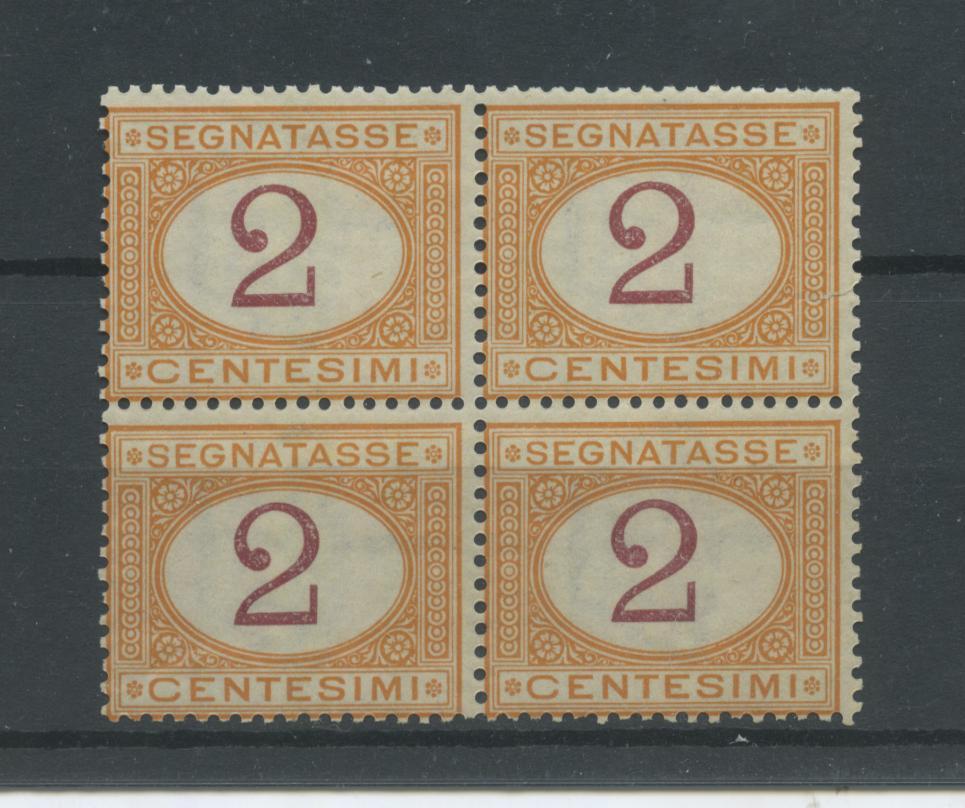 Scansione lotto: REGNO 1870 TASSE C.2 QUARTINA 2 ** CENTRATO