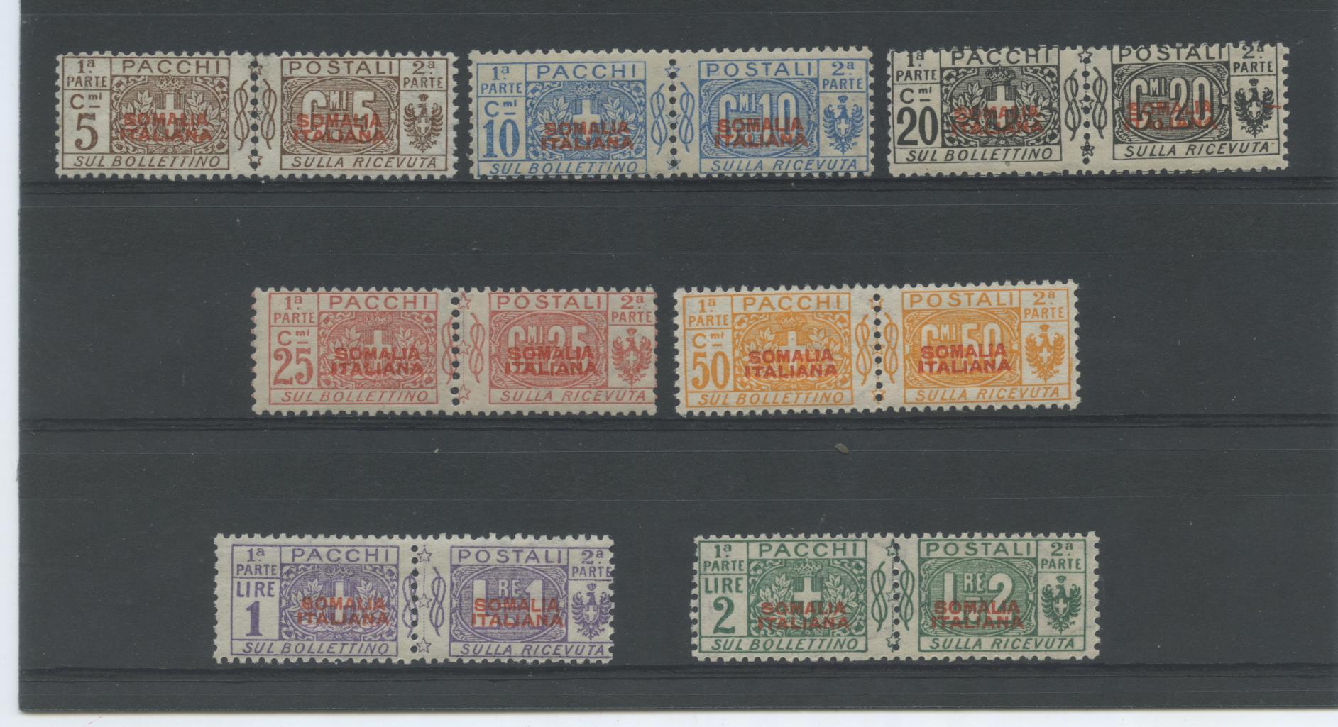 Scansione lotto: COLONIE SOMALIA 1926/31 PACCHI 7V. 2 **  CERT.