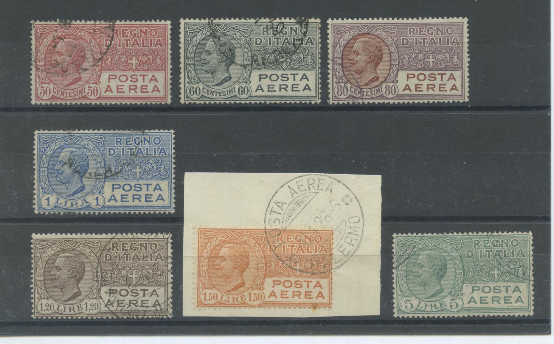 Scansione lotto: REGNO 1926 POSTA AEREA 7V. 2 US. CENTRATO