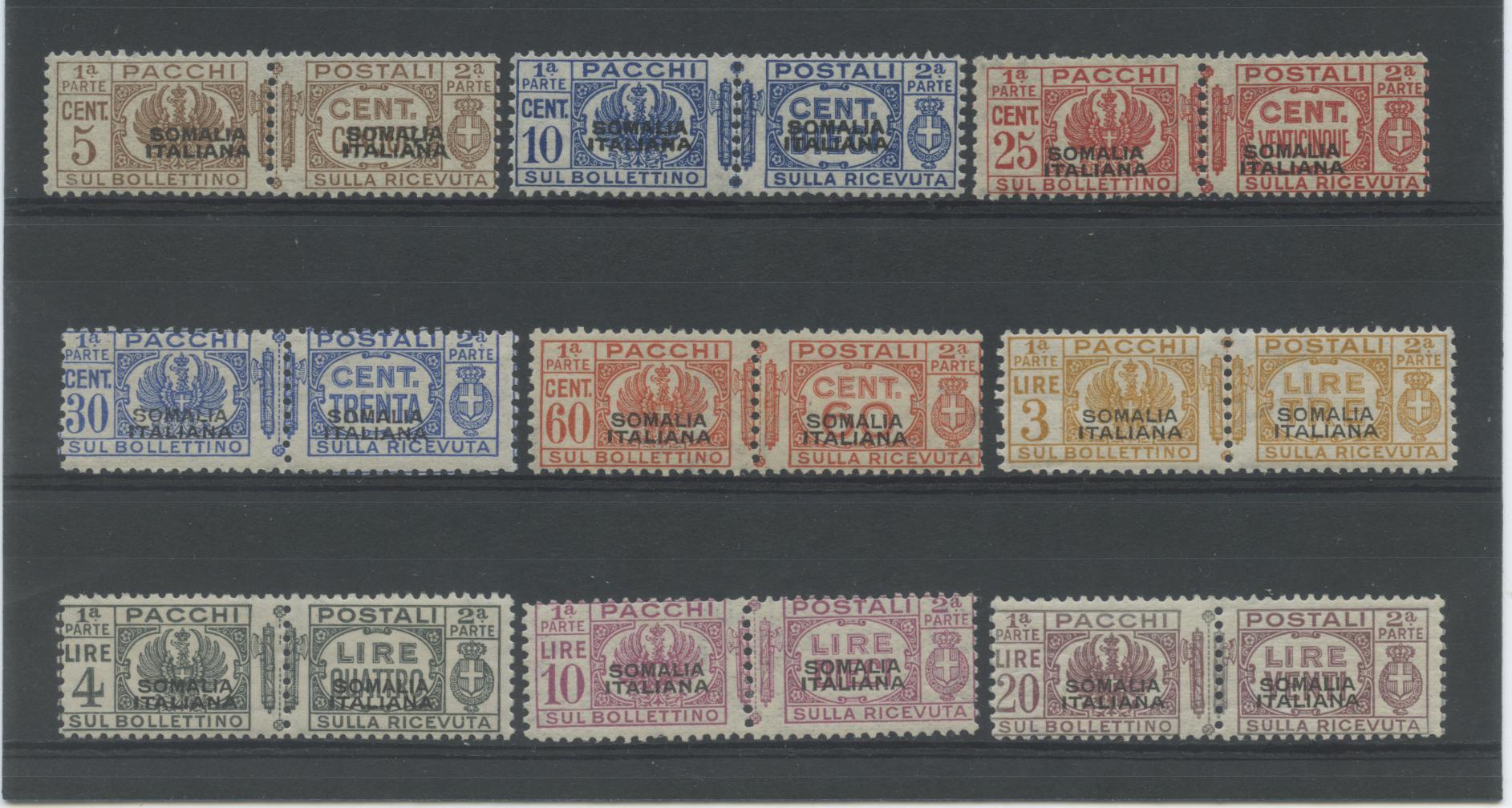 Scansione lotto: COLONIE SOMALIA 1928/41 PACCHI 9V. 2 **  CERT.