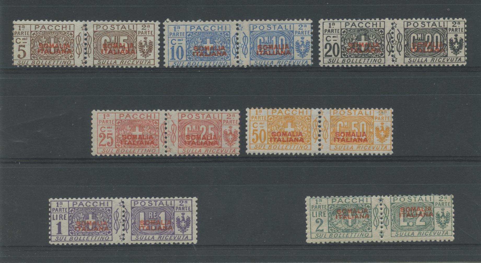 Scansione lotto: COLONIE SOMALIA 1926/31 PACCHI 7V. ** LUSSO CERT.