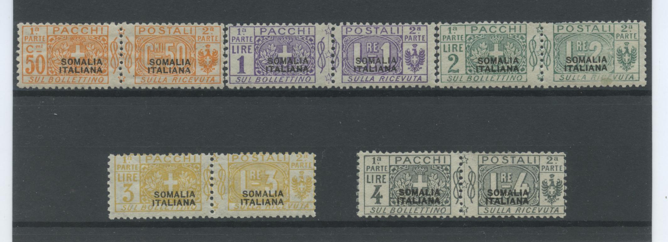 Scansione lotto: COLONIE SOMALIA 1923 PACCHI 5V. ** LUSSO CERT.