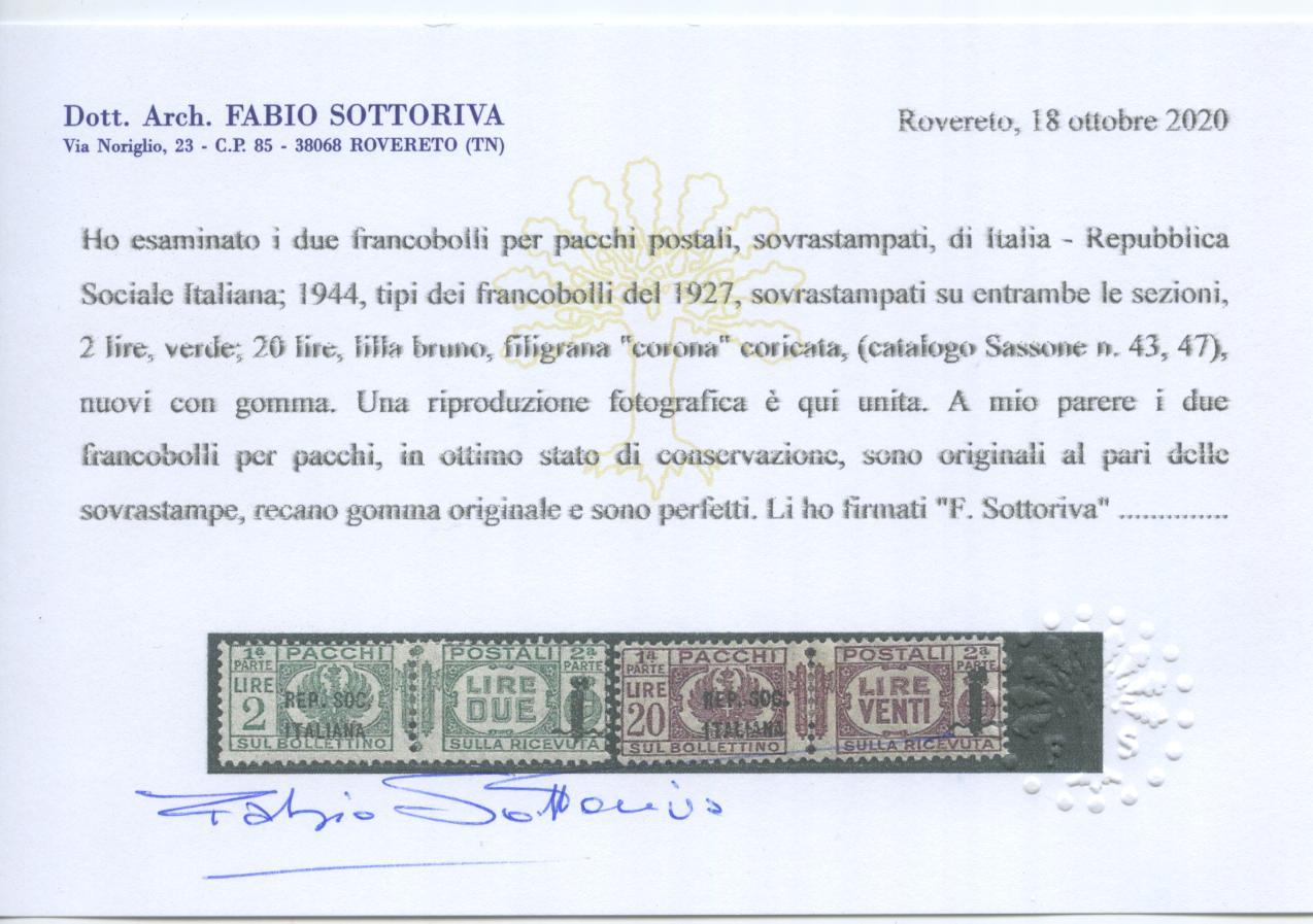 Scansione lotto: RSI E LUOGOTENENZA 1944 PACCHI 12V. *  CERT.