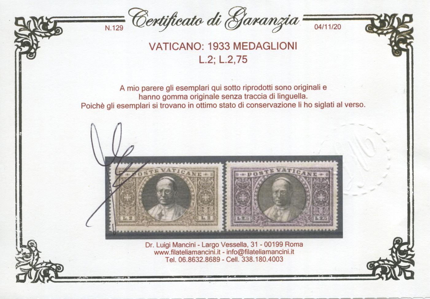 Scansione lotto: VATICANO 1933 MEDAGLIONI 18V. ** LUSSO CERT.