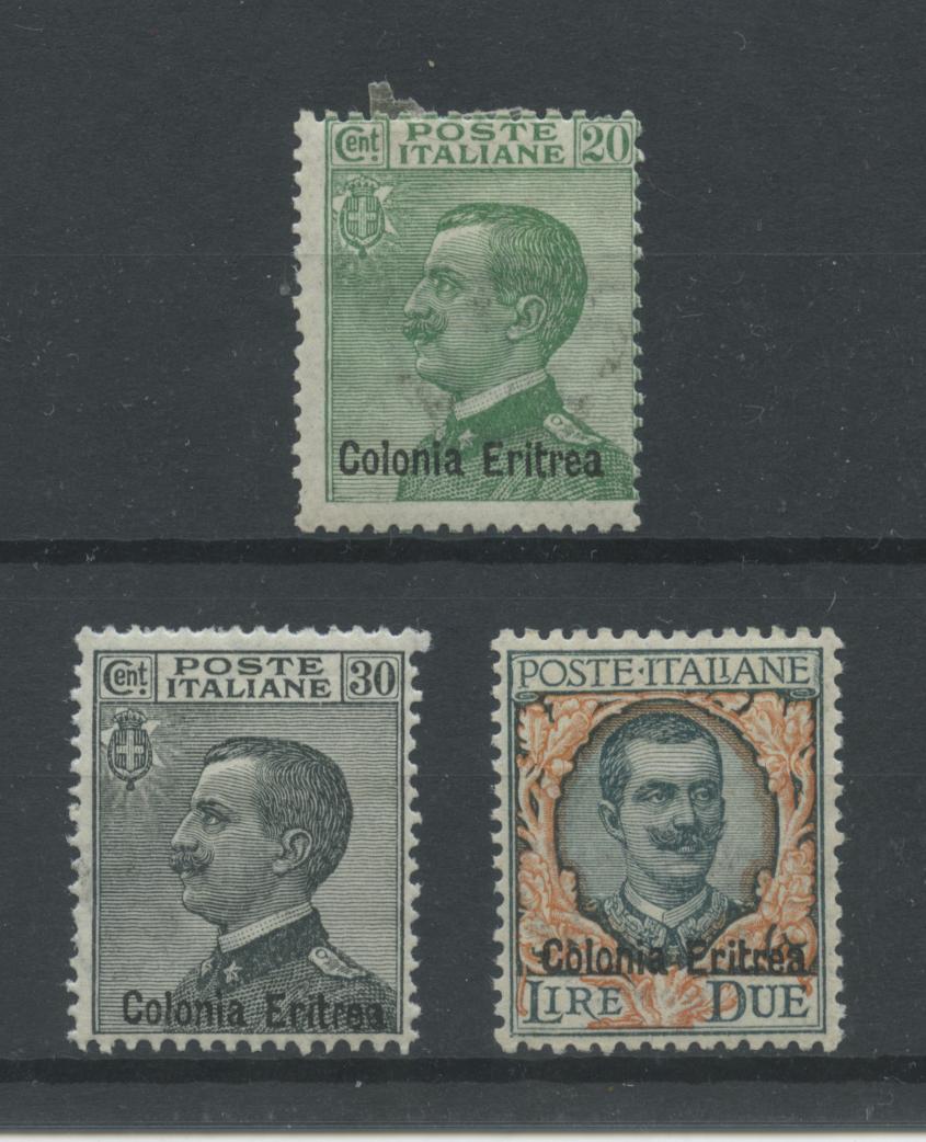 Scansione lotto: COLONIE ERITREA 1925 SOVR. 3V. 2 *