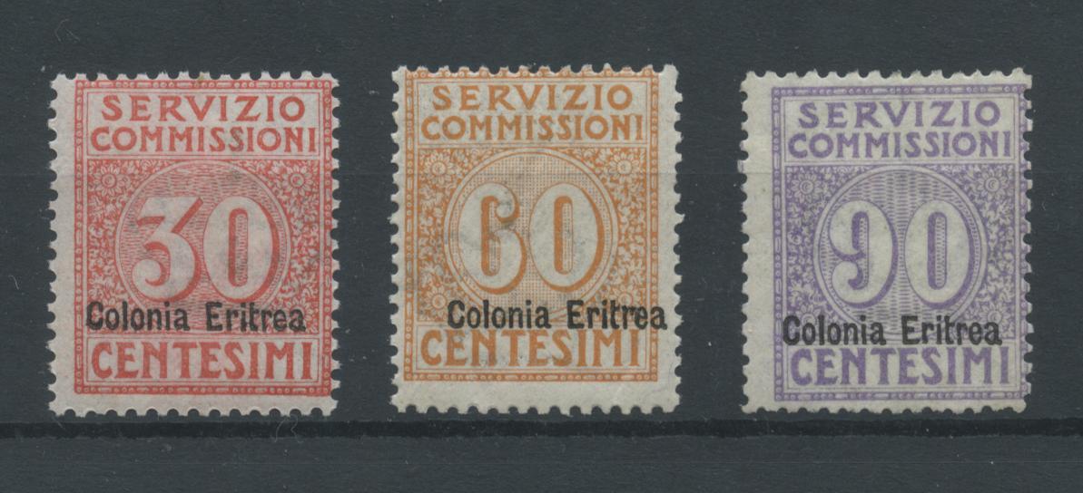 Scansione lotto: COLONIE ERITREA 1916 COMMISSIONI 3V. 3 **