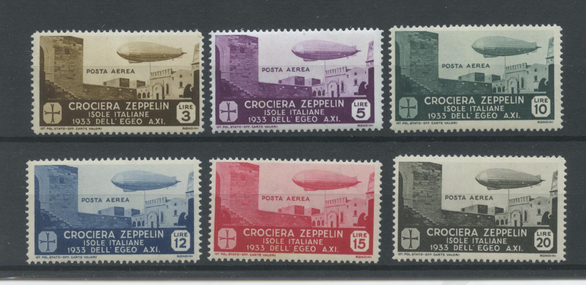 Scansione lotto: COLONIE EGEO 1933 ZEPPELIN 6V. 2 **  CERT.