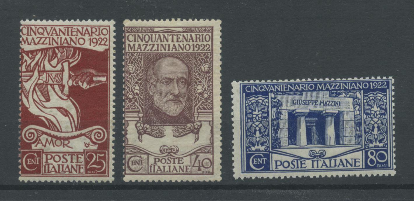 Scansione lotto: REGNO 1922 MAZZINI 3V. **