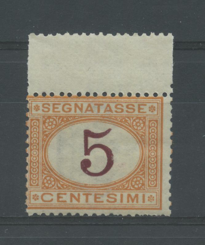 Scansione lotto: REGNO 1870 TASSE C.5 OCRA 4 ** CENTRATO CERT.