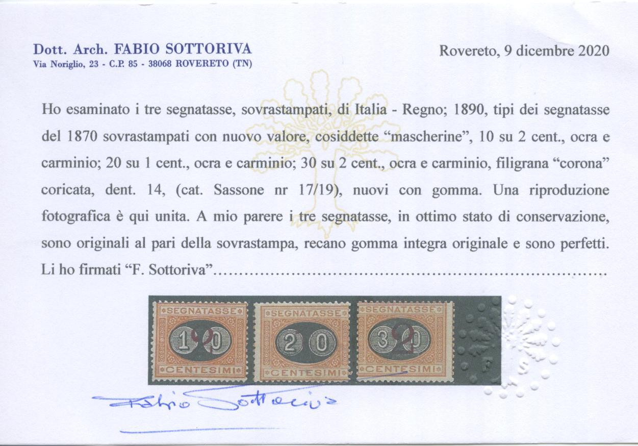 Scansione lotto: REGNO 1890/1 MASCHERINE 3V. **  CERT.