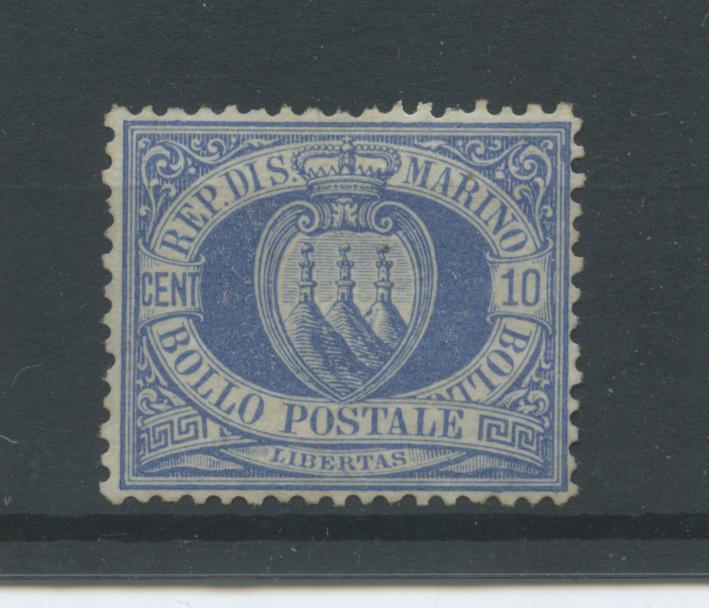 Scansione lotto: SAN MARINO 1877 10C. OLTREMARE ** LUSSO CERT.