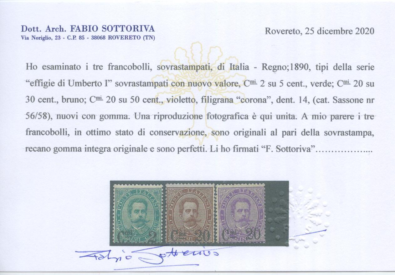 Scansione lotto: REGNO 1890/1 SOVR. 3V. 2 **  CERT.