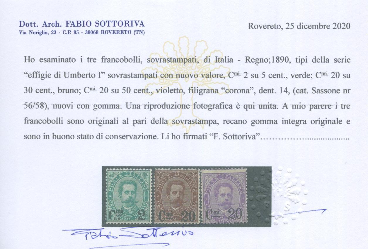 Scansione lotto: REGNO 1890/1 SOVR. 3V. 3 **  CERT.