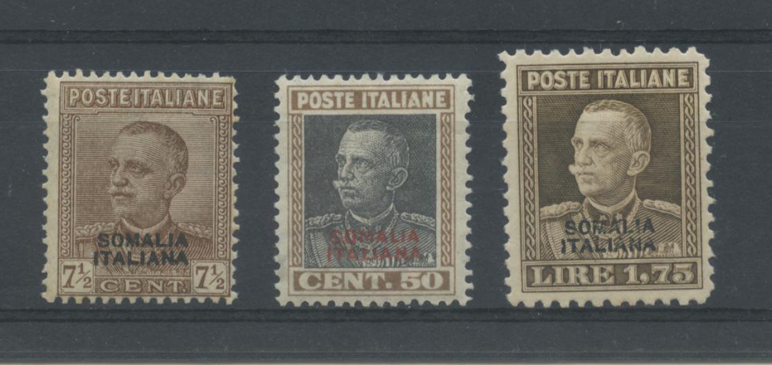 Scansione lotto: COLONIE SOMALIA 1928 SOVR. 3V. 3 ** CENTRATO