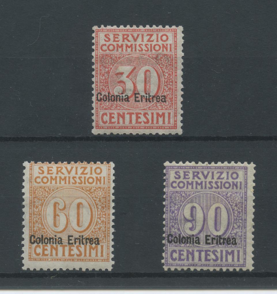 Scansione lotto: COLONIE ERITREA 1916 COMMISSIONI 3V. 4 *