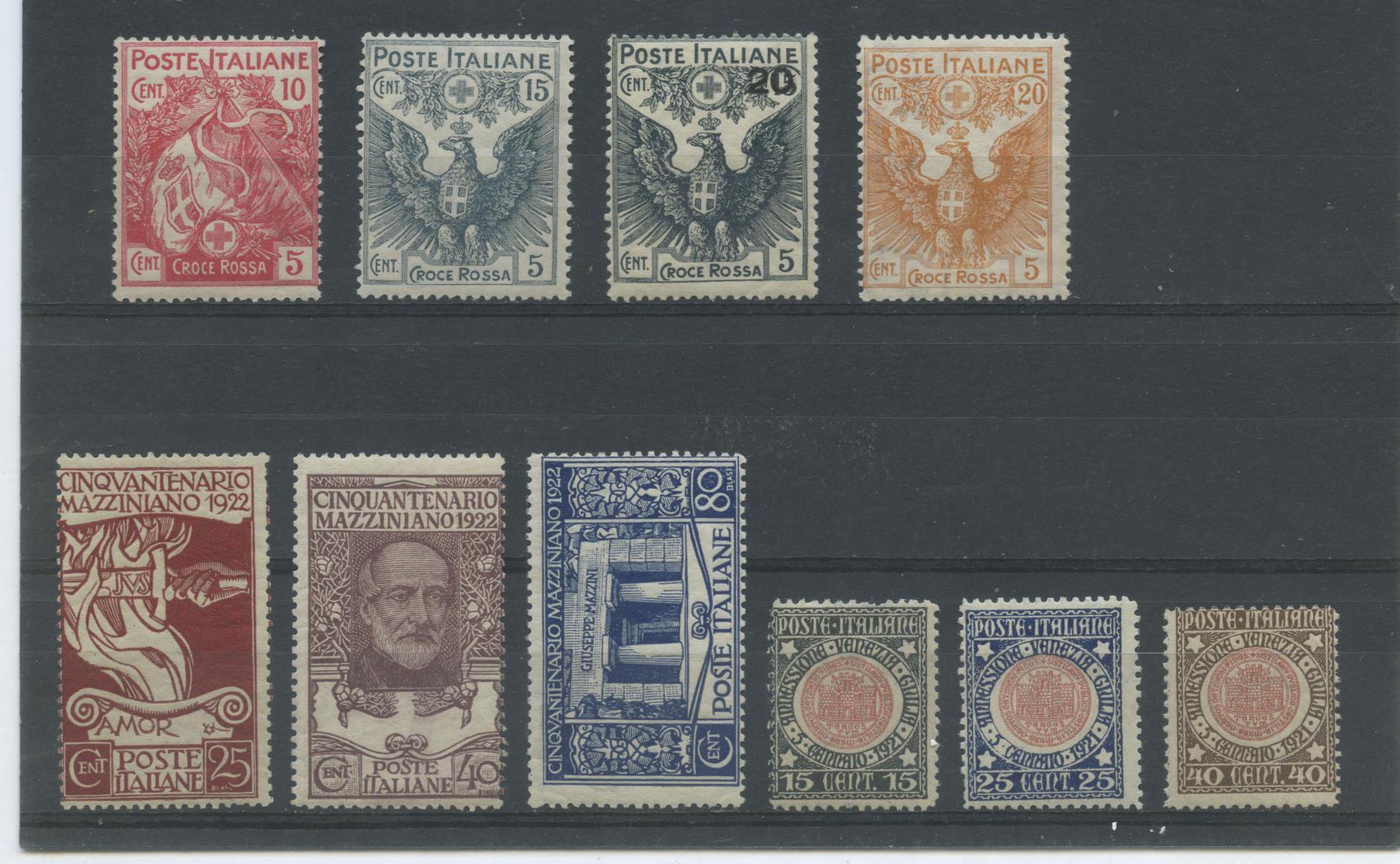 Scansione lotto: REGNO 1915/23 CROCE ROSSA, VENEZIA, MAZZINI 10V. **