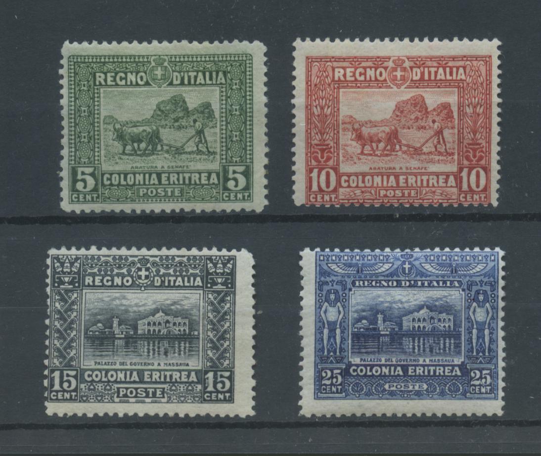 Scansione lotto: COLONIE ERITREA 1910 SOGGETTI VARI 4V. 3 **  CERT.