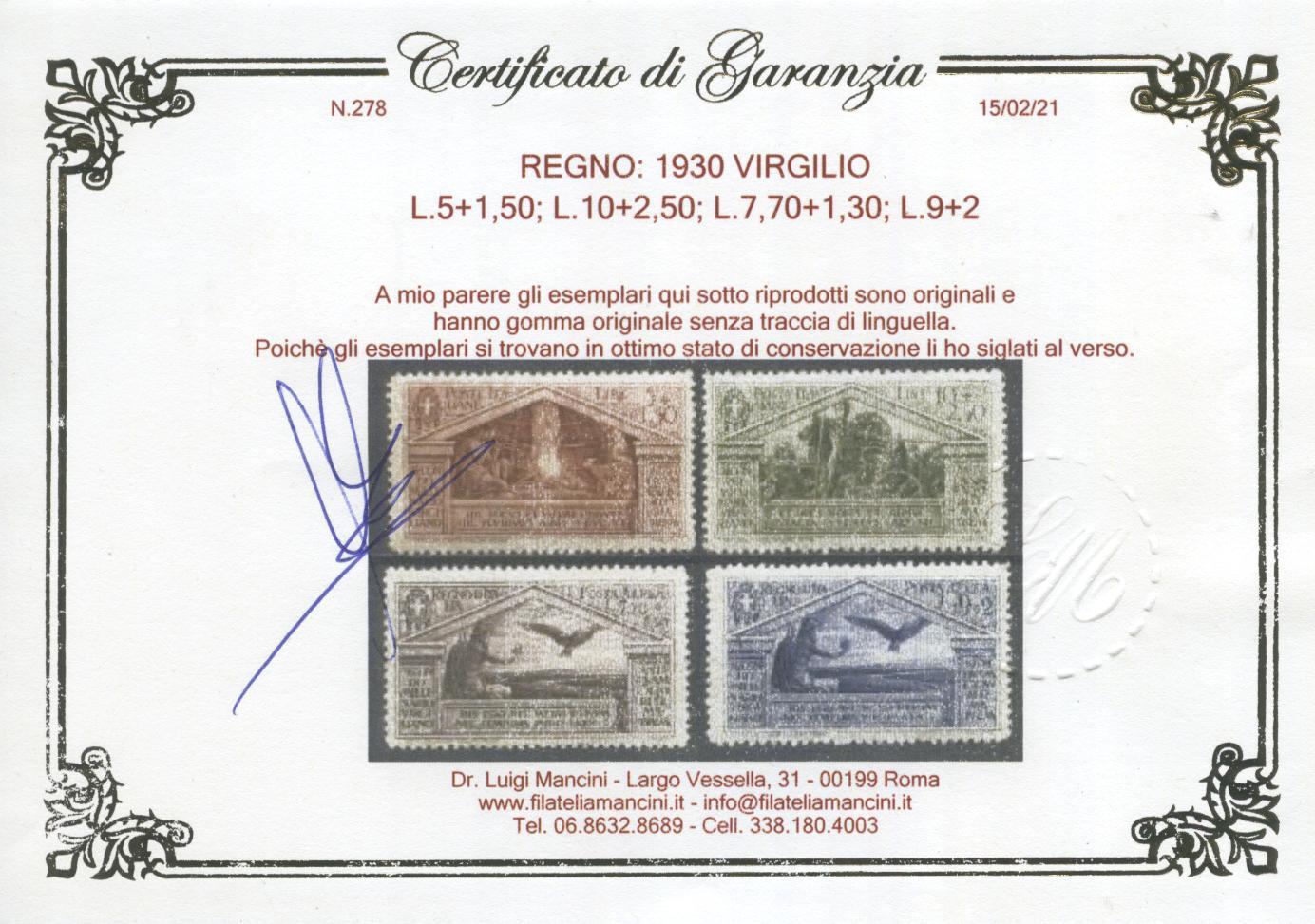 Scansione lotto: REGNO 1930 VIRGILIO 13V. 2 ** CENTRATO CERT.