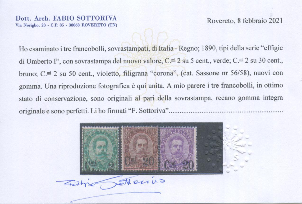 Scansione lotto: REGNO 1890/1 SOVR. 3V. 5 **  CERT.