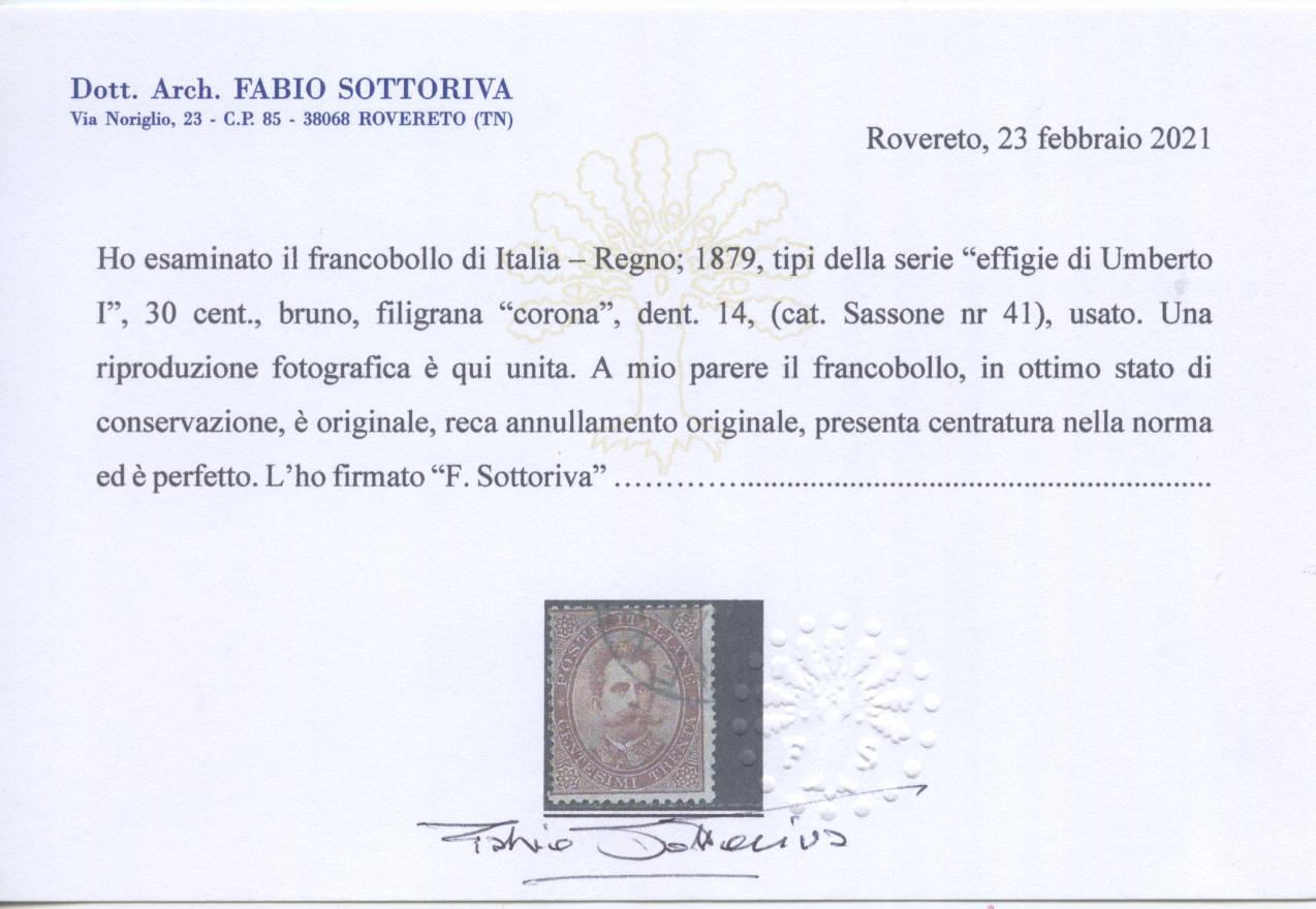 Scansione lotto: REGNO 1879 30C. 3 US.  CERT.