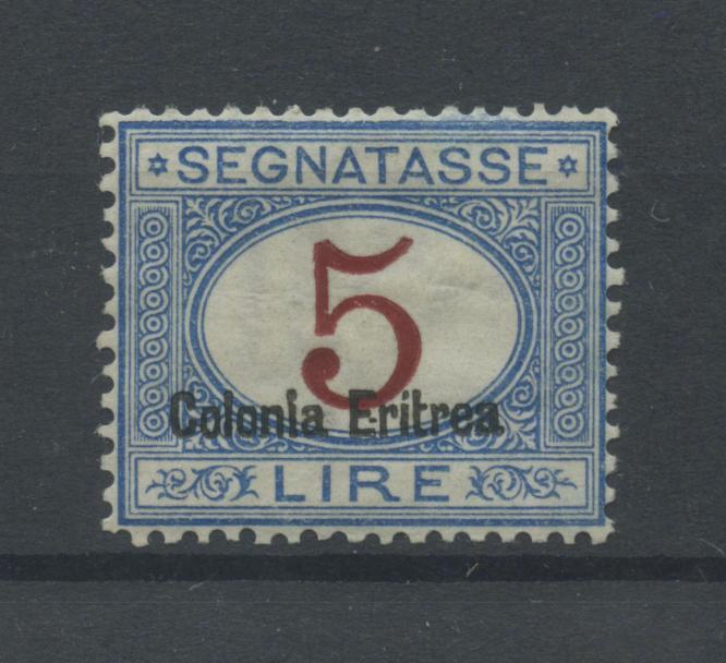 Scansione lotto: COLONIE ERITREA 1920/6 TASSE L.5 ** CENTRATO CERT.