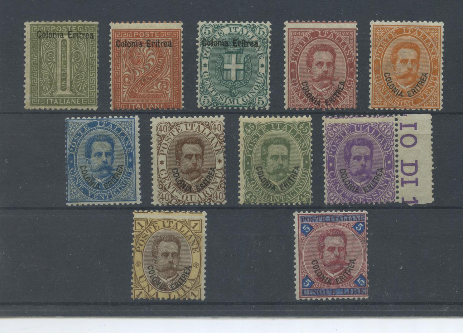 Scansione lotto: COLONIE ERITREA 1893 SOVR. 11V. 2 **  CERT.