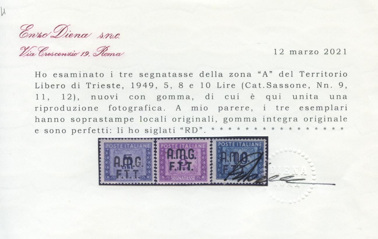 Scansione lotto: TRIESTE 1947 TASSE 11V. 4 ** LUSSO CERT.