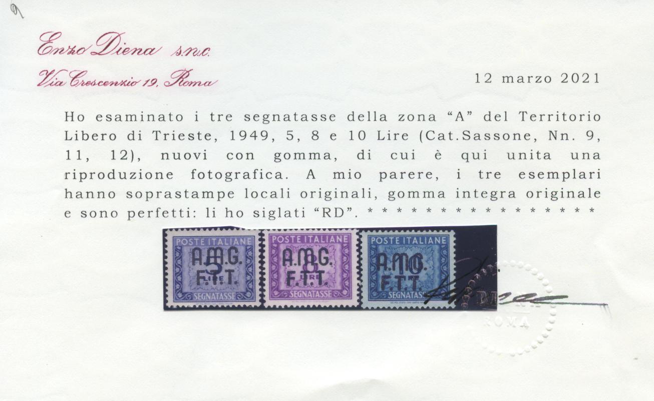 Scansione lotto: TRIESTE 1947 TASSE 11V. 3 ** LUSSO CERT.