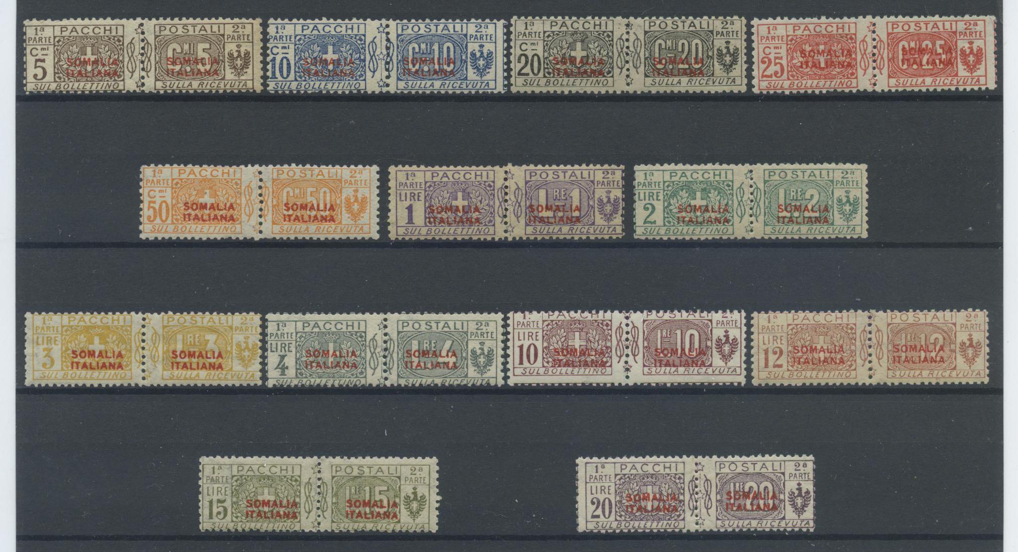 Scansione lotto: COLONIE SOMALIA 1926 PACCHI 13V. 5 ** CENTRATO CERT.