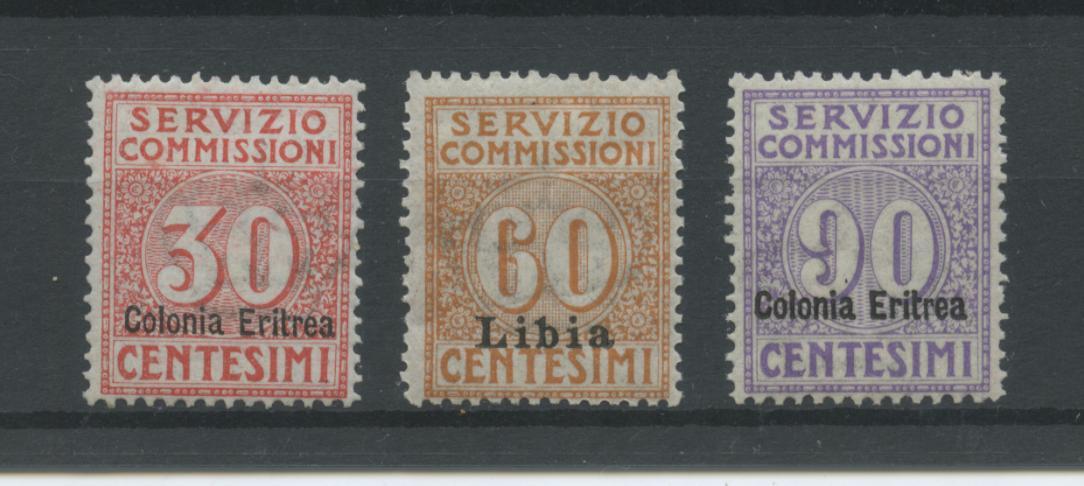 Scansione lotto: COLONIE ERITREA 1916 COMMISSIONI 3V. 2 ** CENTRATO