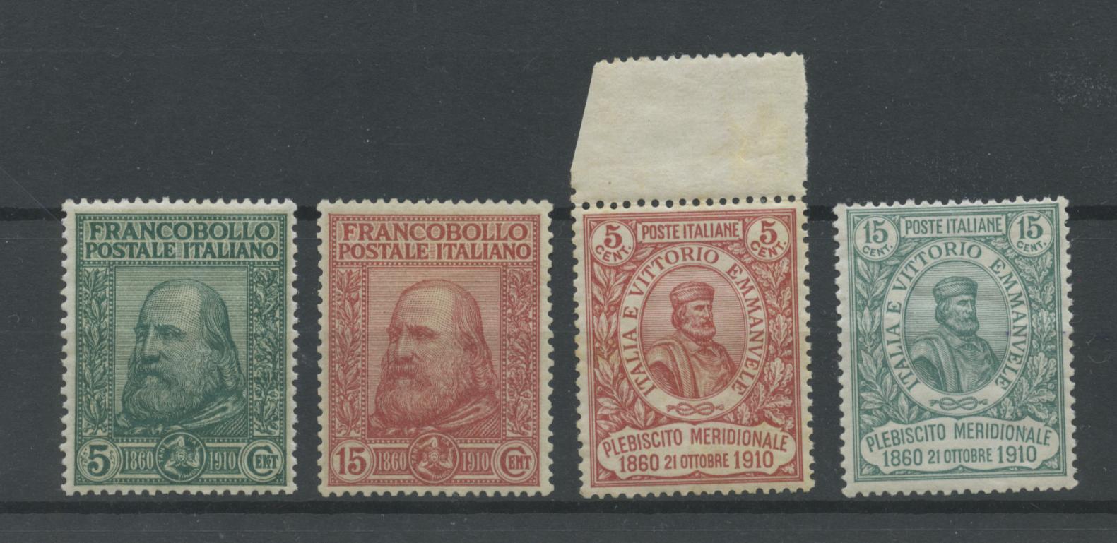 Scansione lotto: REGNO 1910 GARIBALDI 4V. 2 ** LUSSO CERT.