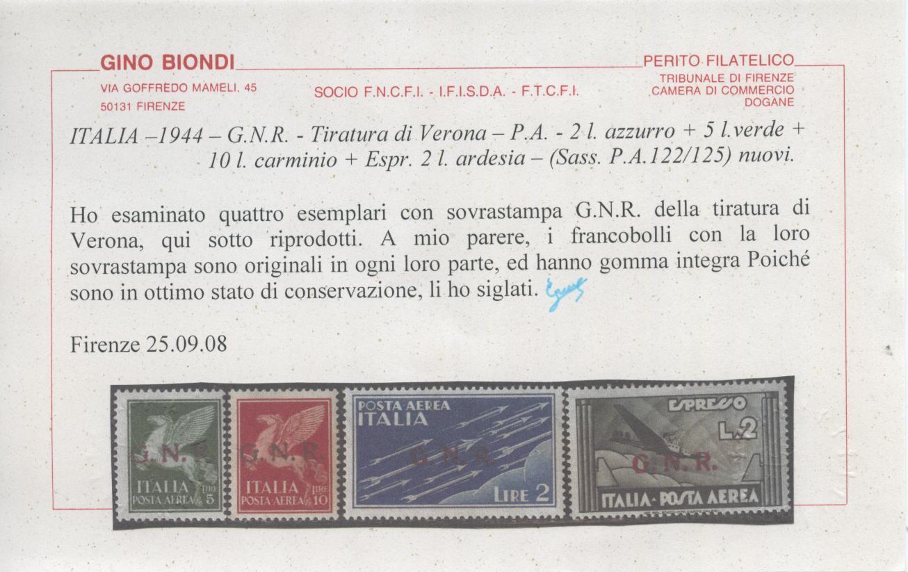 Scansione lotto: RSI E LUOGOTENENZA 1944 P.A. GNR 9V. 5 **  CERT.