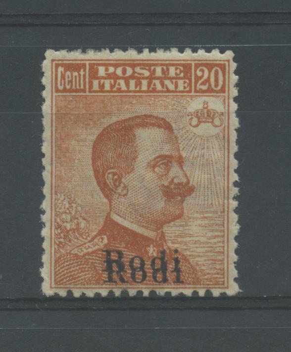 Scansione lotto: COLONIE EGEO 1922 20C. RODI DOPPIA STAMPA *