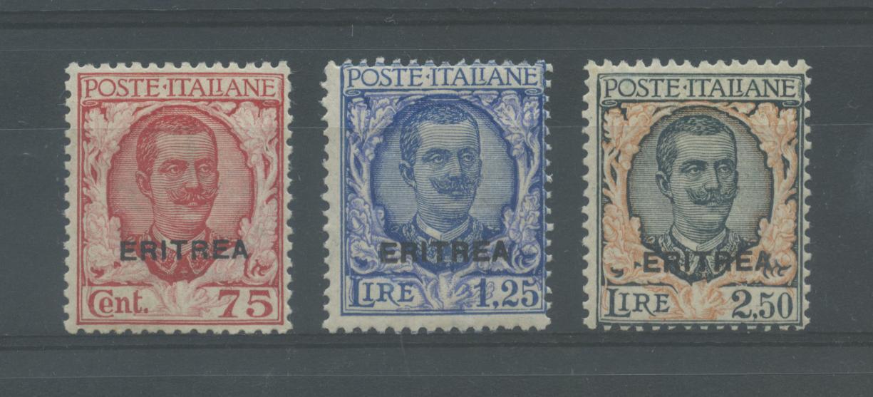 Scansione lotto: COLONIE ERITREA 1926 SOVR. 3V. *