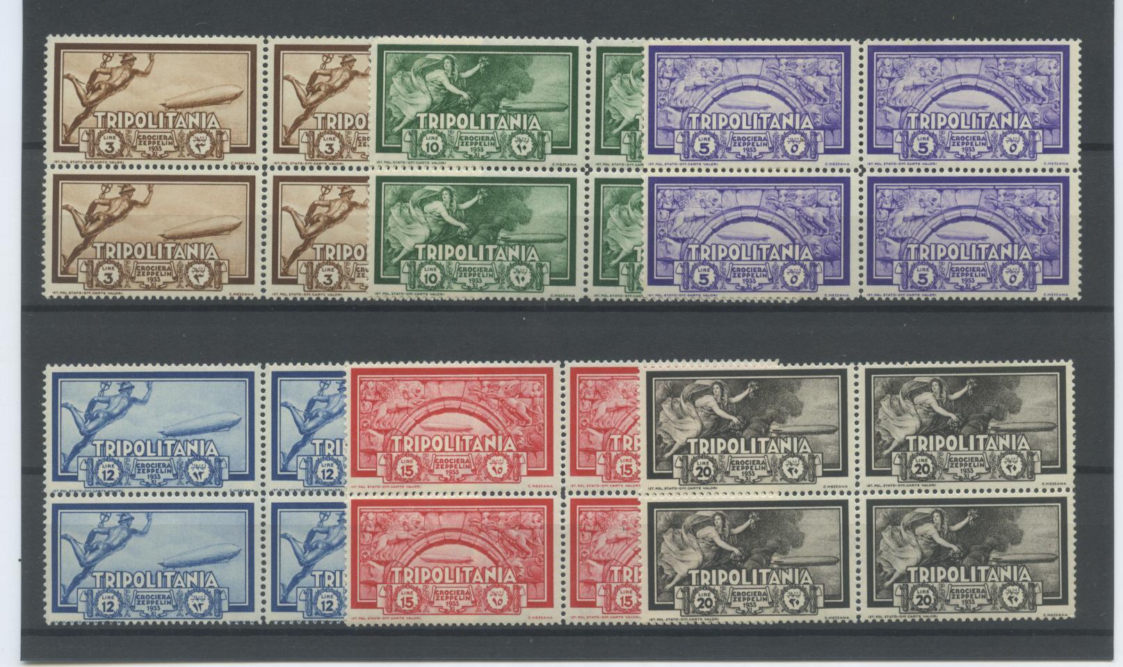 Scansione lotto: COLONIE TRIPOLITANIA 1933 ZEPPELIN 6V. X4 ** LUSSO