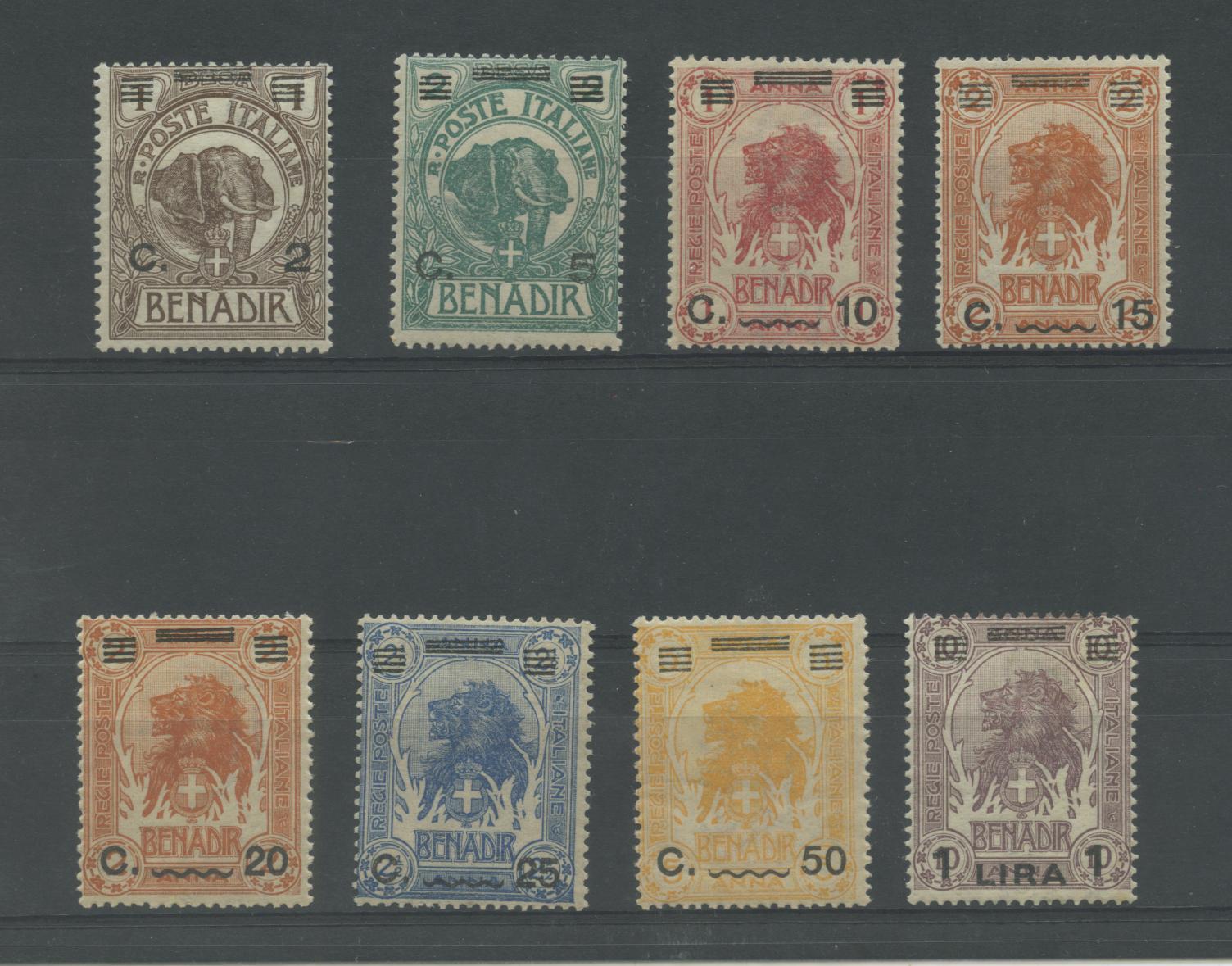 Scansione lotto: COLONIE SOMALIA 1926 LEONI 8V. ** CENTRATO