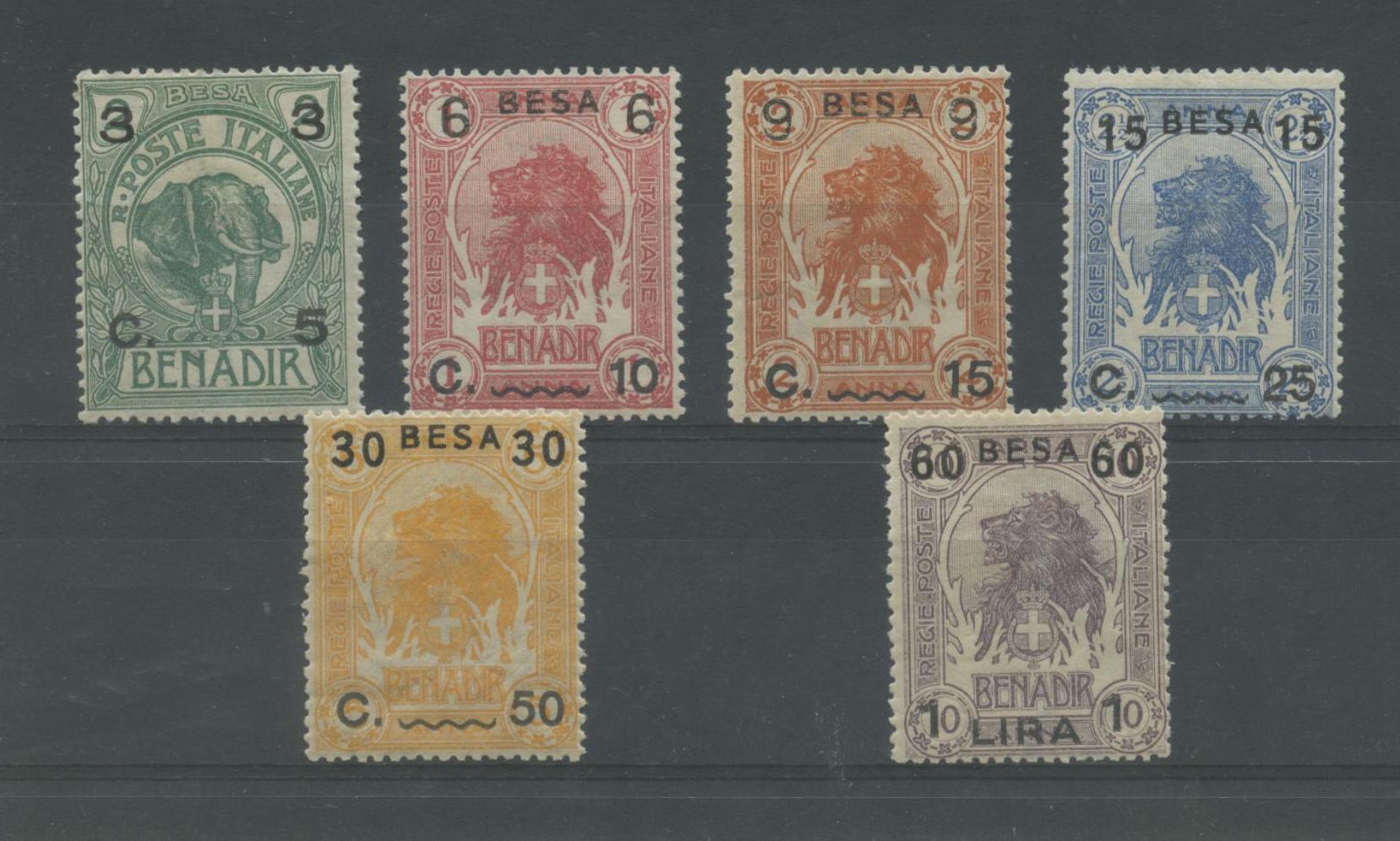 Scansione lotto: COLONIE SOMALIA 1922 LEONI 6V. 2 ** CENTRATO