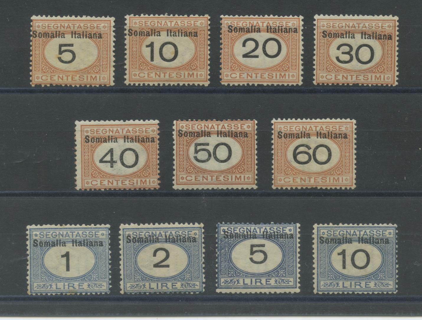 Scansione lotto: COLONIE SOMALIA 1926 TASSE 11V. 2 ** CENTRATO CERT.