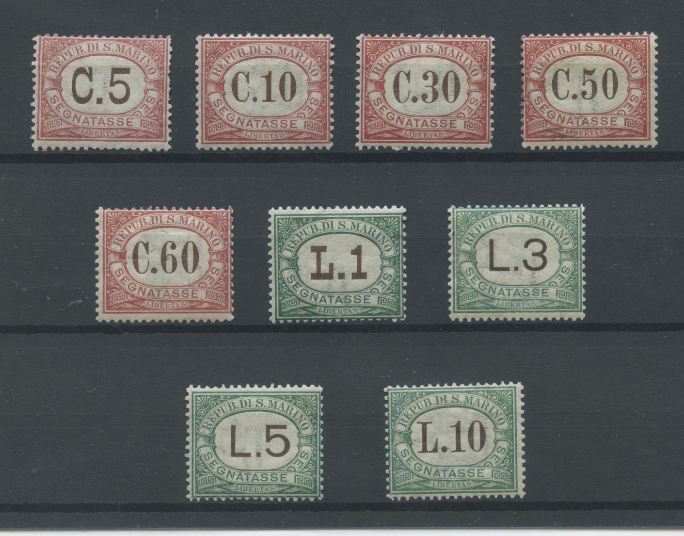 Scansione lotto: SAN MARINO 1924 TASSE RARA 9V. 3 **  CERT.