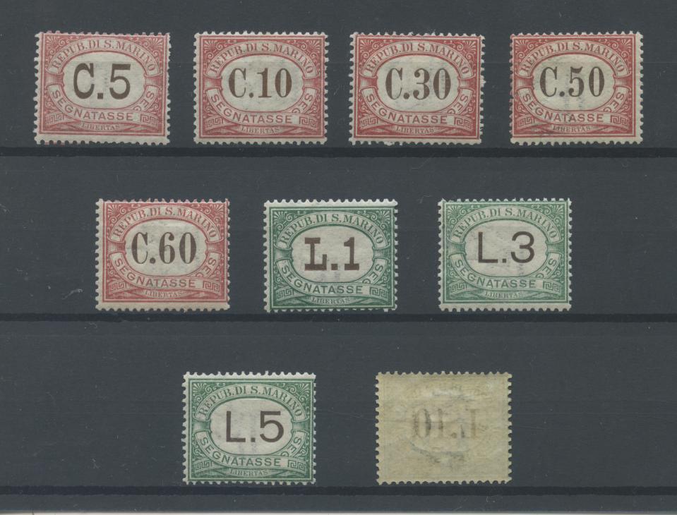 Scansione lotto: SAN MARINO 1924 TASSE RARA 9V. 3 **  CERT.