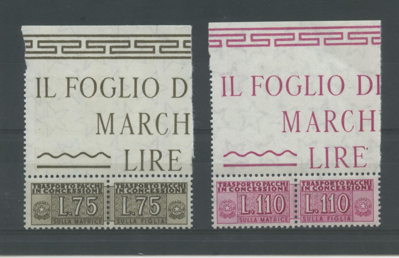 Scansione lotto: REPUBBLICA 1955 CONCESSIONE L.75 E 110 5 ** LUSSO CERT.