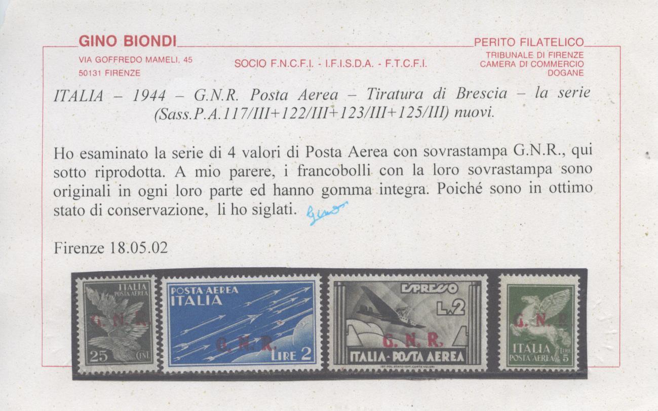 Scansione lotto: RSI E LUOGOTENENZA 1944 P.A. BRES. 4V. III 3 **  CERT.