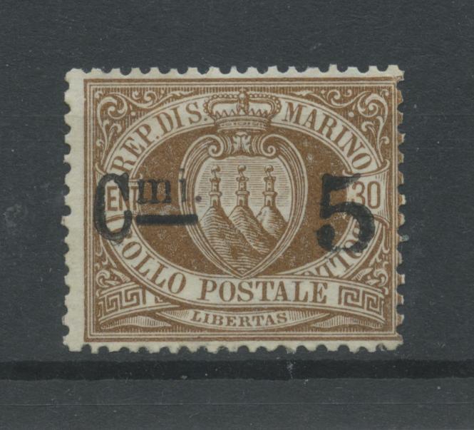 Scansione lotto: SAN MARINO 1892 5C. SU 30C. N.9 **