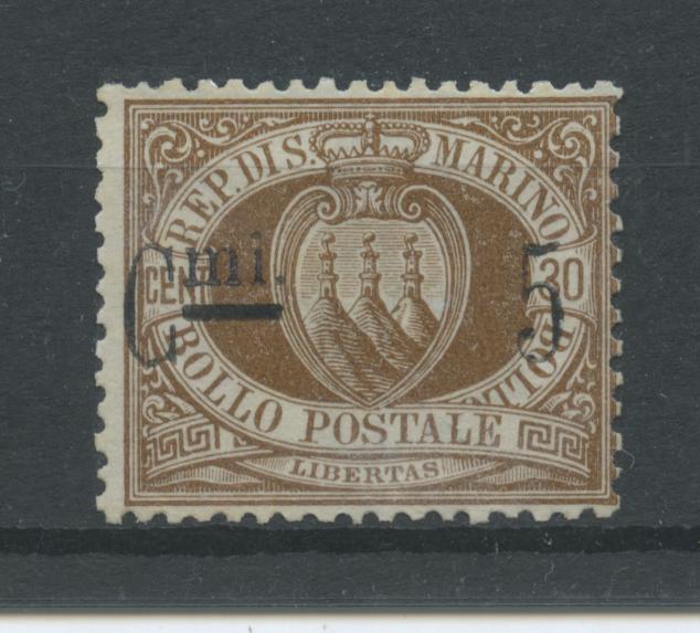 Scansione lotto: SAN MARINO 1892 5C. SU 30C. N.9 3 **