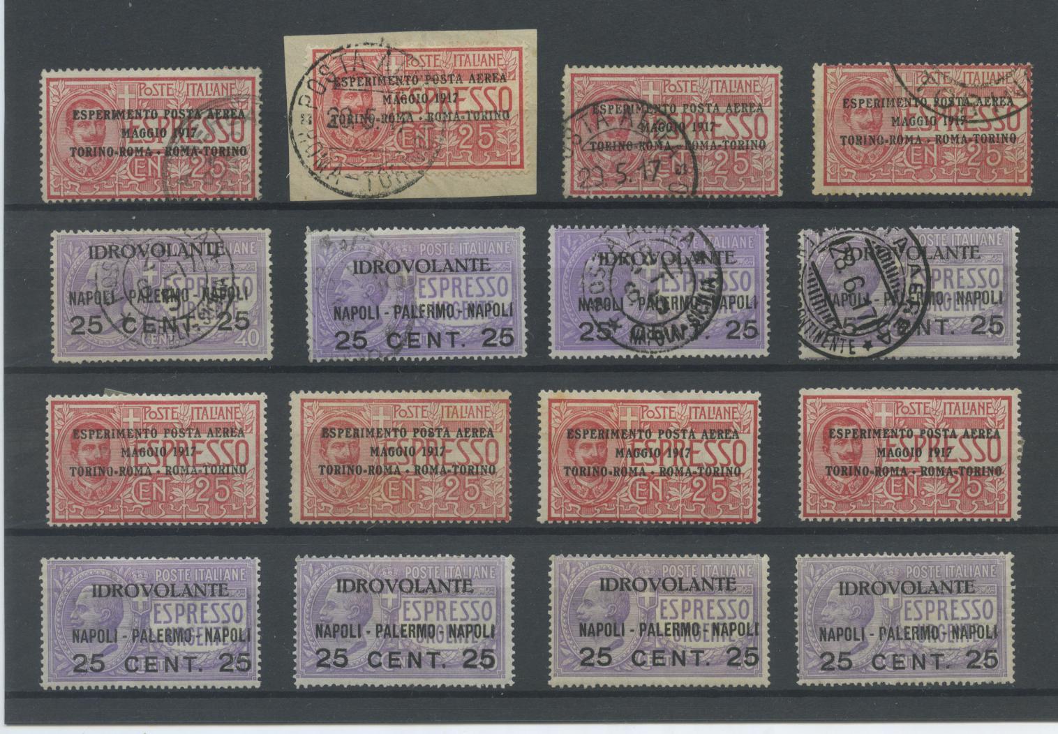 Scansione lotto: REGNO 1917 POSTA AEREA N.1/2 16V. */US