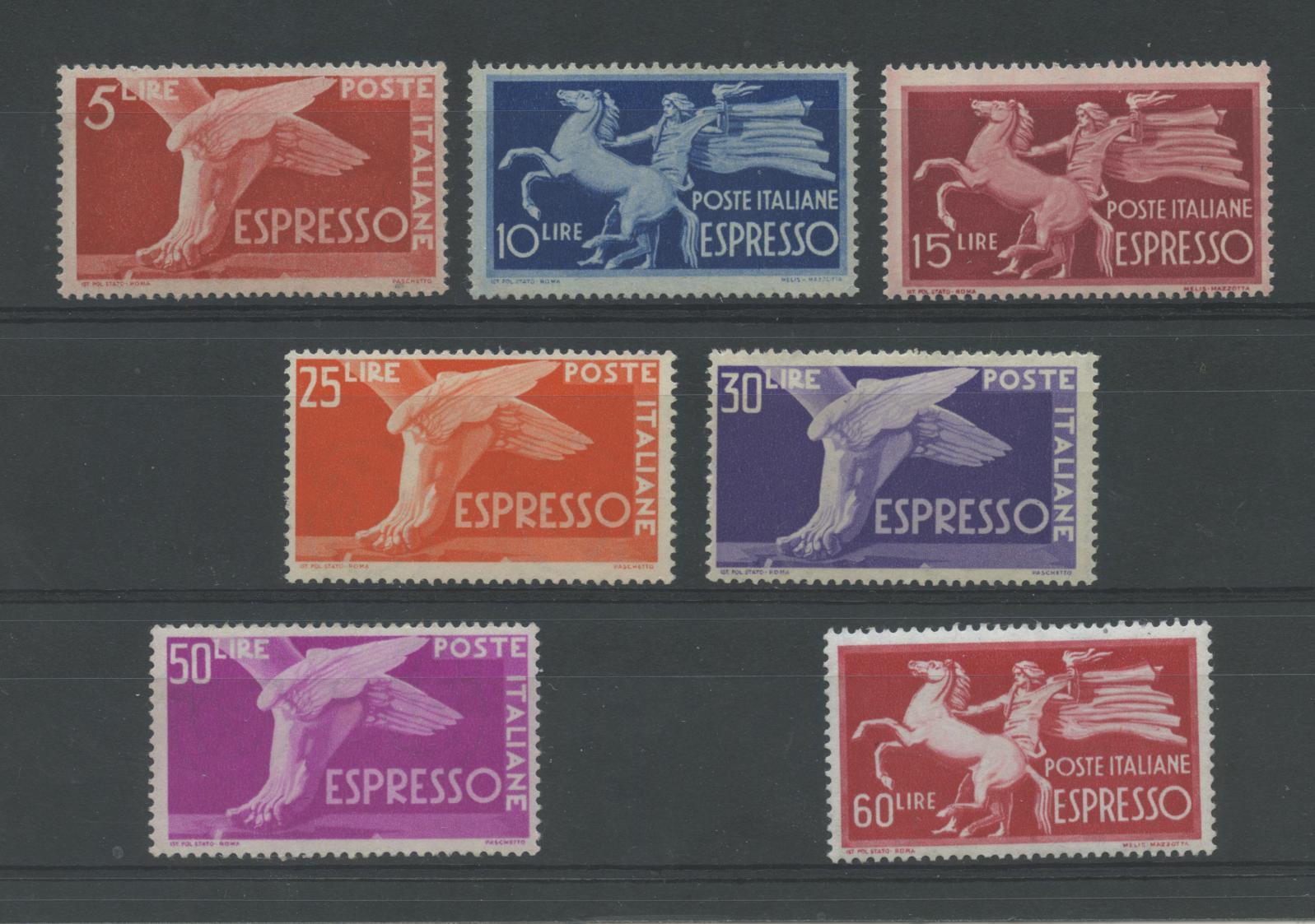 Scansione lotto: REPUBBLICA 1945/52 ESPRESSI 7V. **